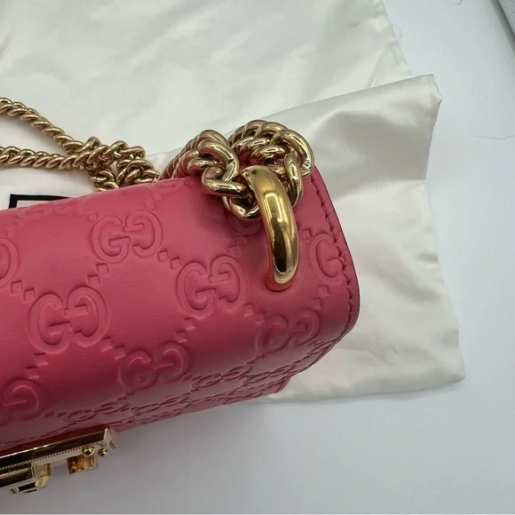 GUCCI GG Microguccissima pink Padlock Leather Chain Shoulder bag ❤️ - Picture 7 of 12